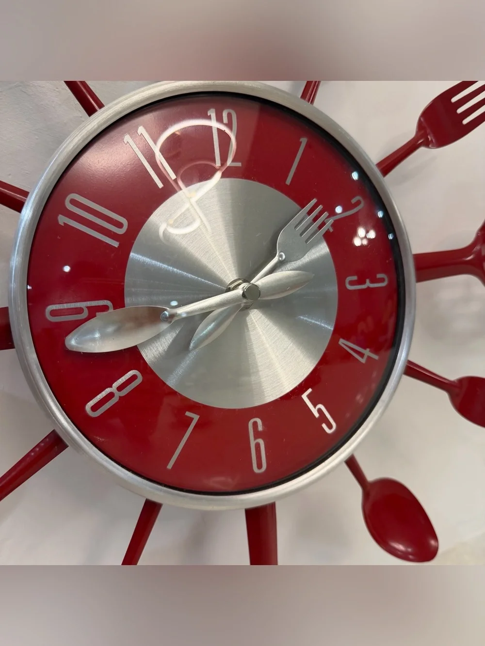 Red Culinary Utensil Wall Clock